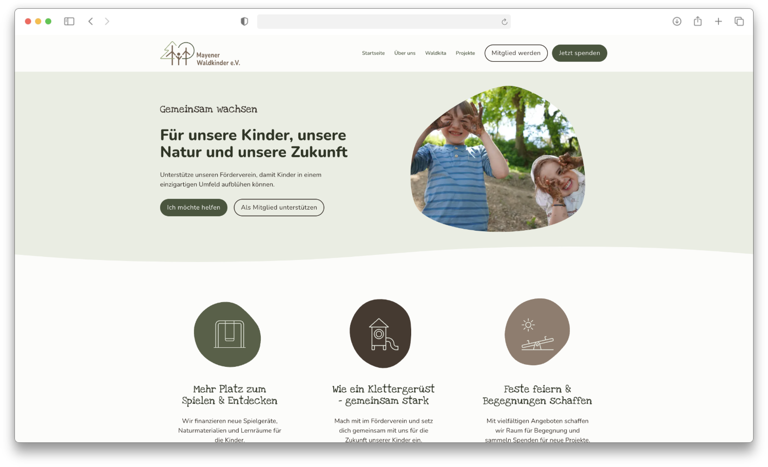 Website des Fördervereins Mayener Waldkinder e.V.